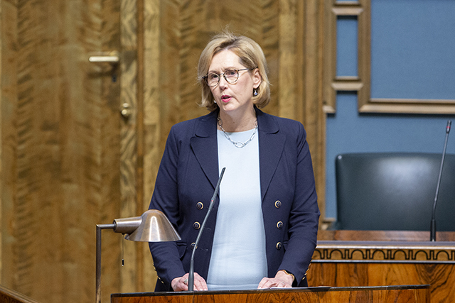 Minister of Employment Tuula Haatainen in the Plenary Hall