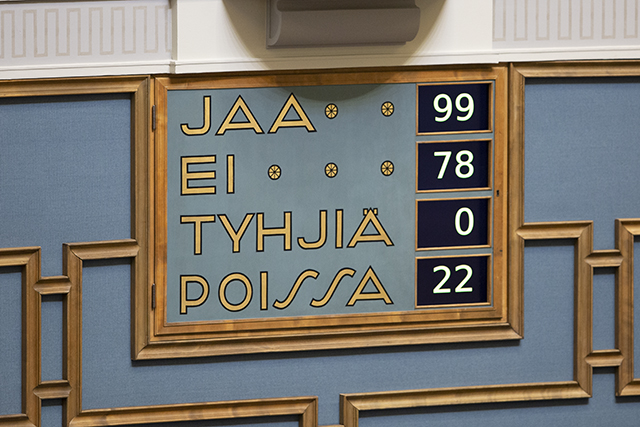 Hallituksen luottamusäänestyksen tulos 17.2.2021