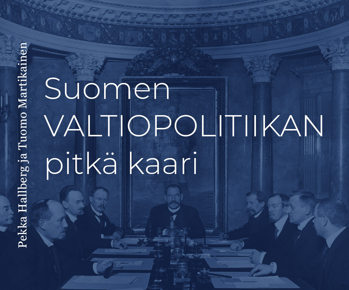 Kuvituskuva, mobiililaitteen koko, otsikolla Suomen valtiopolitiikan pitkä kaari